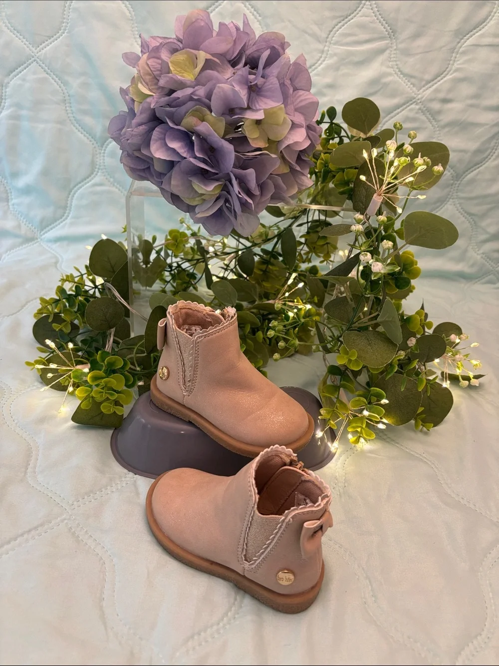 Toddler Taupe Ankle Boots - Soft Blush